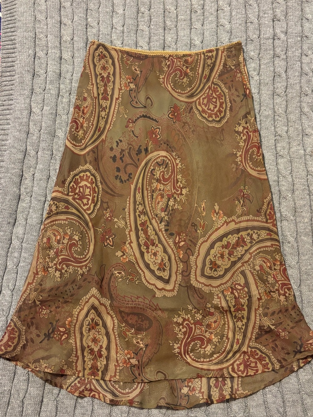 Vintage The Great American Sportswear Co Paisley Mesh Midi Skirt Brown M Y2K